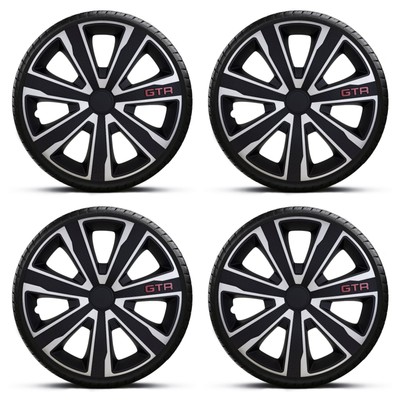 Radkappen 16 Zoll schwarz & silber GTR Radzierblenden x4 passend für ISUZU D-MAX
