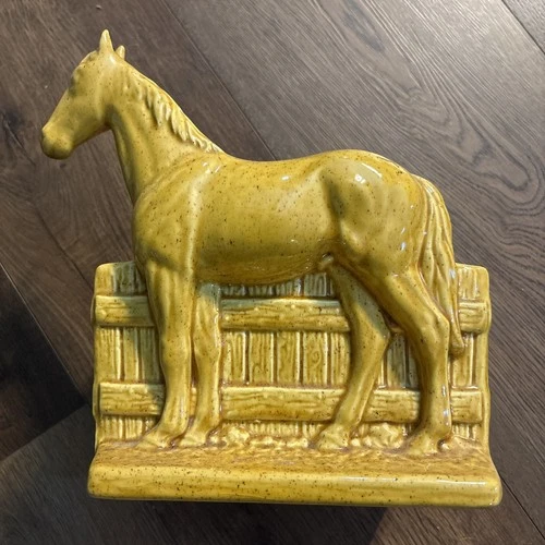 Vintage Haeger Horse Gold Yellow Ceramic Planter Gorgeous RARE