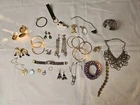 Vintage Costume Jewelry Lot  Necklaces, Mixed Earrings, Bangles , And Silver