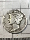 1942     - Mercury   Dime - 90% Silver - Free Shipping.