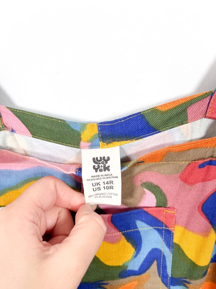 Lucy & Yak Dungarees Size 14 Rainbow Camouflage Overalls Jumpsuit Festival Arty - Image 3 of 4