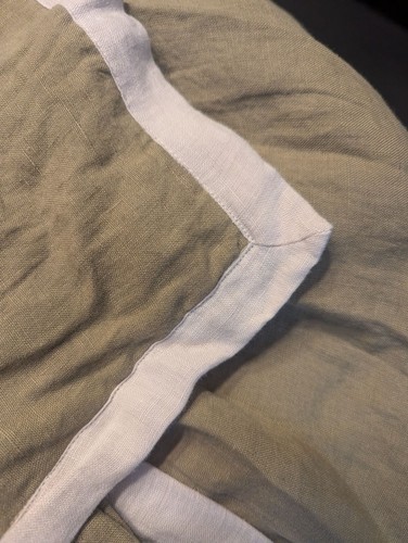 Quince European 100% Linen Duvet Contrast Flange Aloe/Sand King/Cal King -NEW - Picture 3 of 9