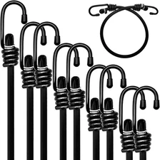 Heavy Duty Bungee Cords with Hooks, Assorted Sizes for 2x4x6x8x10, Black 