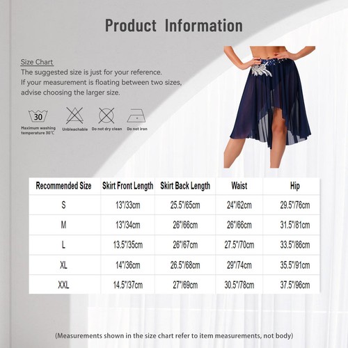 Womens Costume Waltz Dancewear Mexican Skirt Mesh Lyrical Applique Dance Hem - Picture 22 of 95