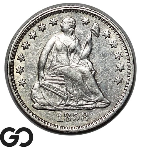 1858 Seated Liberty Half Dime, Choice AU Collector Grade Type Coin