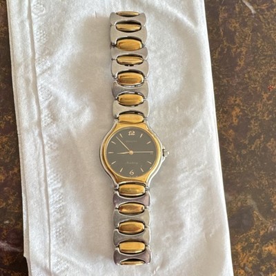 Zenith Academy Two-Tone Quartz Wristwatch Black Dial Date Indicator Dress