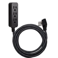 Cordinate Designer Extension Cord, 3-Outlet 10-Foot Cord, Black, Indoor, 42024