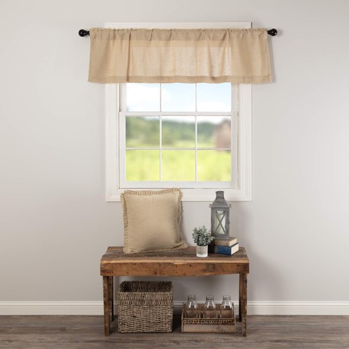 Burlap Vintage Window Curtain Topper Valance, Beige, 16x60