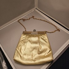 Ande Metallic Gold Purse with Gold Chain Evening Bag, Great Shape for Age, VTG