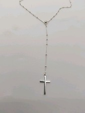Cadena/collar estilo rosario de plata de ley 925 maciza de 20 pulgadas