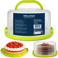 Neu Wellhaus KuchenbehäLter GrüN 25X21X12,5 Cm – Transportbox Mit Deckel