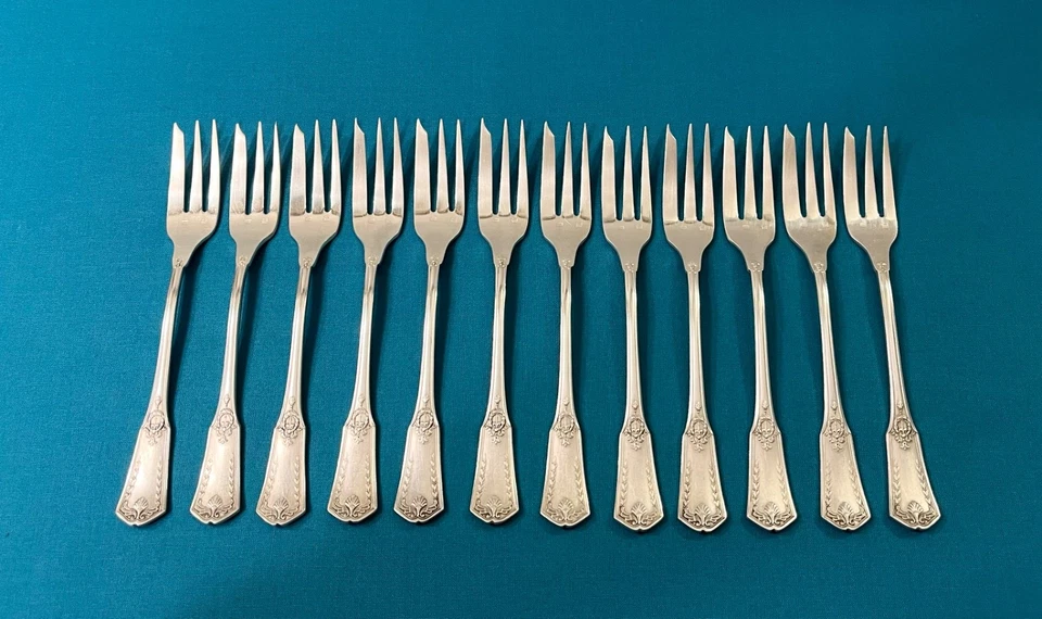 12 fourchettes à gâteaux SFAM modèle SANS GÈNE métal argenté couvert 16 cm - Photo 3/4