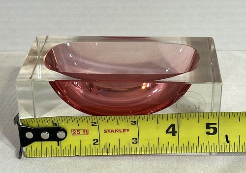 Vintage Murano Picone Pink/Red Rectangle Bowl - Picture 15 of 16