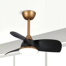28" Black Modern Dimmable LED Ceiling Fan with Light and