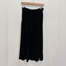 Vintage Ralph Lauren Black Velvet Silk Black Maxi Skirt Pockets Size 8