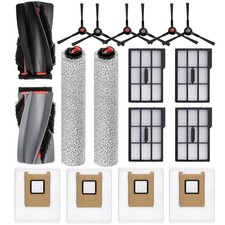 17Pc eufy E25/E28 Kit: 1 Main Brush, 2 Mop, 6 Side, 4 HEPA, 4 Bags