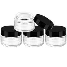 TUZAZO 1oz Glass Jars with Black Lids, 4 Pack Small Glass Jars with Inner Liners