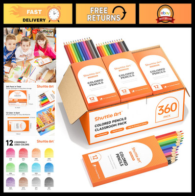 360 PCS Break-Resistant Colored Pencils Set, 12 Assorted Colors, Pre-Sharpened,