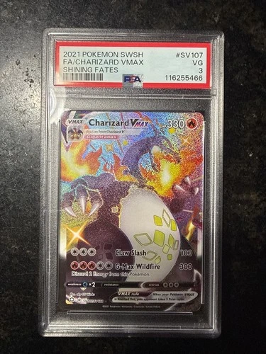 psa 3 2021 pokemon fa/charizard vmax shining fates #sv107