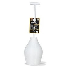 BeehiveMAX Hideaway - Heavy Duty Toilet Plunger with Holder - Drip Free White