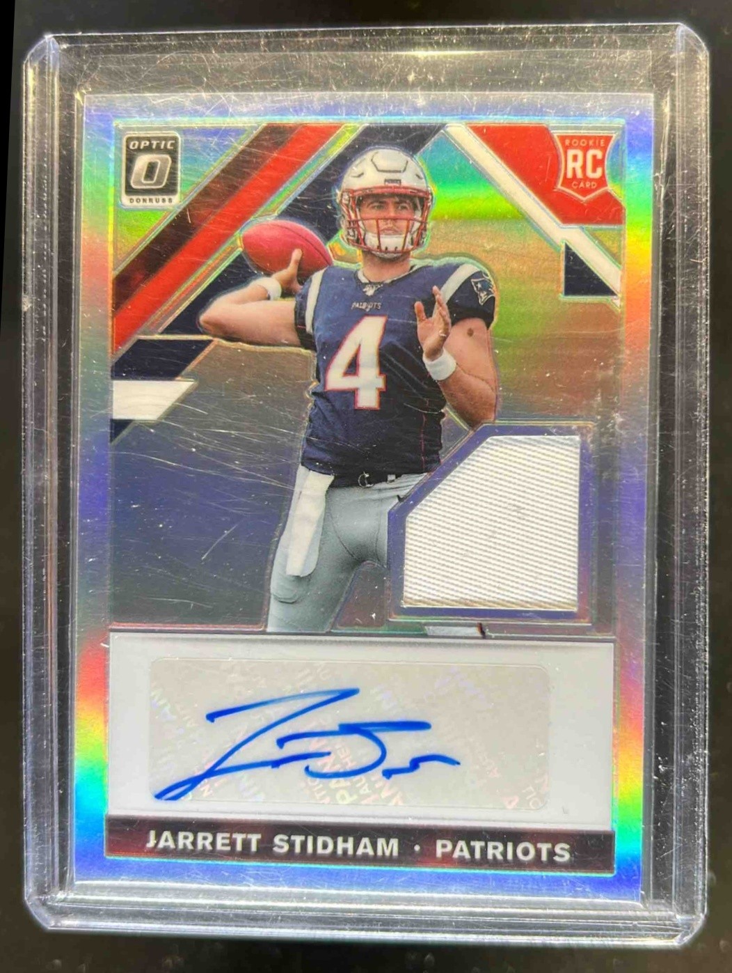 2019 Donruss Optic Jarrett Stidham Rookie Patch Auto RC #15/25 Patriots