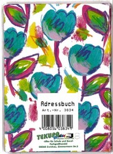 Adressbüchlein mit Register ca. A6, Blumenmotiv Telefonbuch Postkartengröße