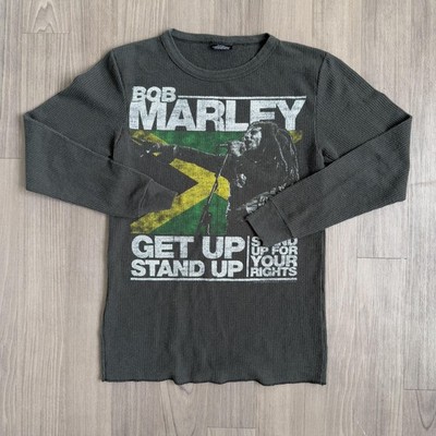 Bob Marley Shirt Mens XL Black Long Sleeve Zion Rootswear Get Up Stand Up Reggae
