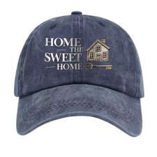 Home Sweet Home Vintage House & Key Graphic Washed Cotton Baseball Dad Hat