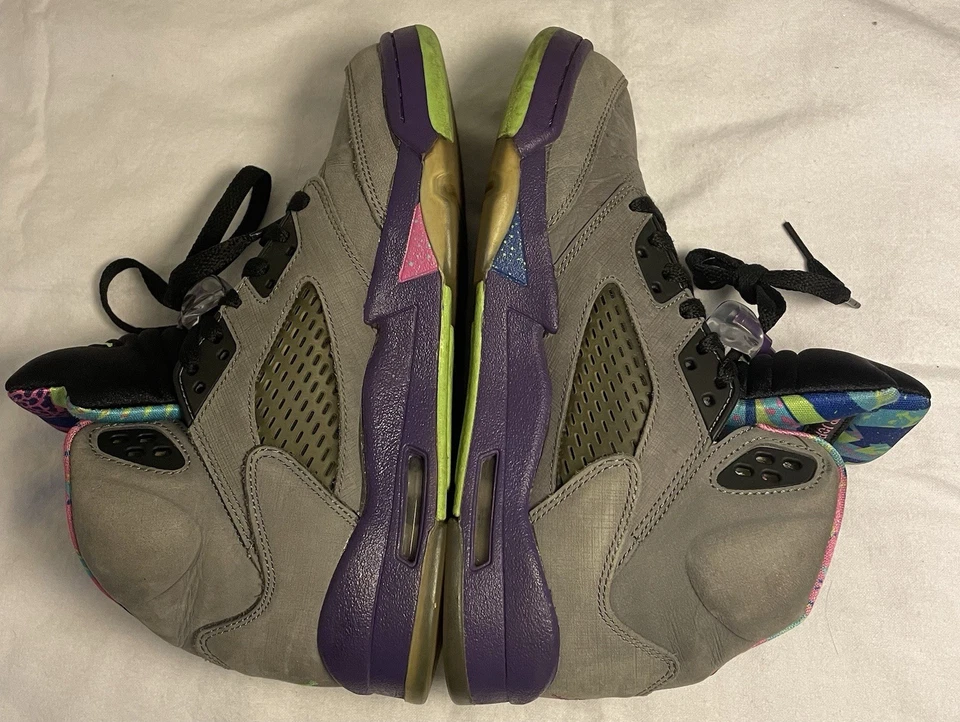 RARO Jordan 5 Retro Bel Air 62159-090 Gris Púrpura Zapatos Tenis Talla 6Y Foto 2 de 4