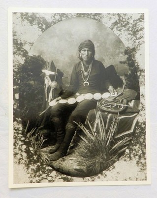 1880 Navajo Silversmith with Examples of his Work, Reprint B&W, 8'' x 10'' EX COND