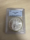 SILVER EAGLE PCGS 2002 MS 69 ONE OUNCE .999 UNITED STATES BULLION COIN