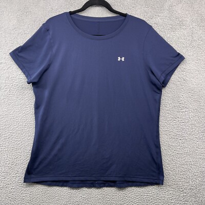 Under Armour Womens T-Shirt Blue Short Cap Sleeve Crew Neck