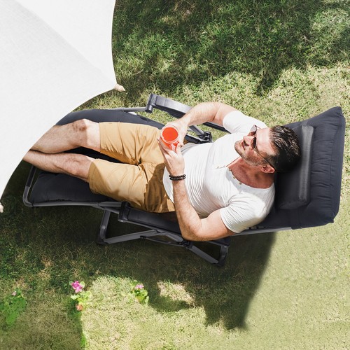 VEVOR Poltrona Relax Reclinabile 645mm Lettino Giardino Interni Esterni Nero - Foto 8 di 12
