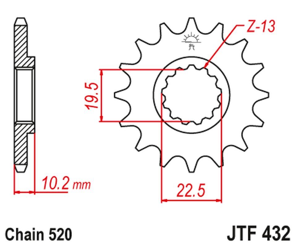 Pignon avant JT 435 haute résistance 11 dents pour chaîne 520 Suzuki RM