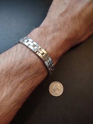 Pulsera de reloj de plata de ley 925 de 71,6 gramos/7,5