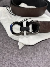 Salvatore Ferragamo Men's Gancini Black/Brown Reversible Belt 32