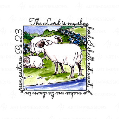 The Lord is my Shepherd WINDOW  SEE PHOTO 1 STAMP ART IMPRESSIONS RUBBER STAMP