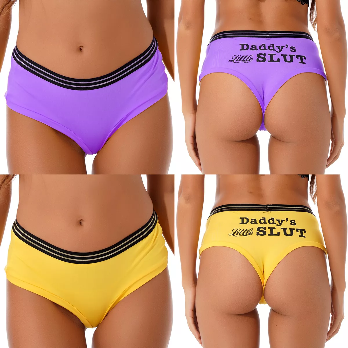 Womens Booty Shorts Cheeky Boxer Briefs Yes Daddy Letters Print