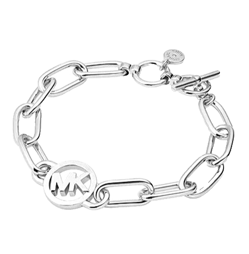 NEW MICHAEL KORS SILVER TONE CHAIN LINK CIRCLE LOGO BRACELET