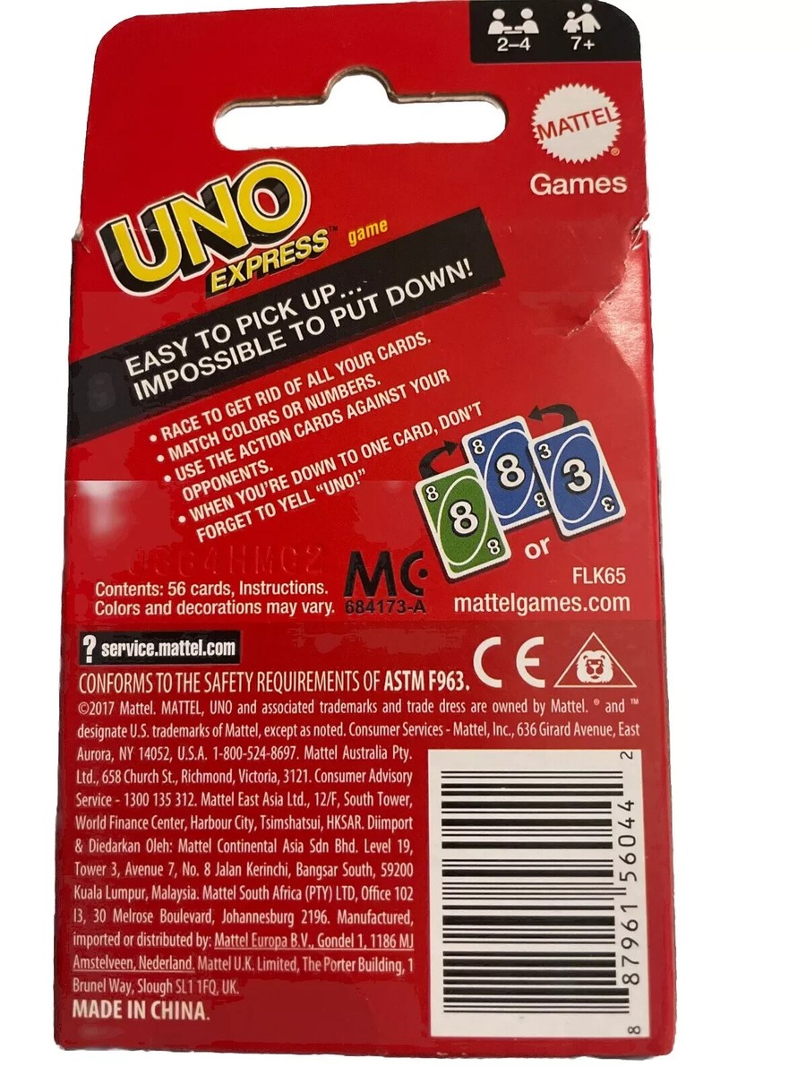 UNO Express Quick Version Family Friendly Fun Board Game Mattel