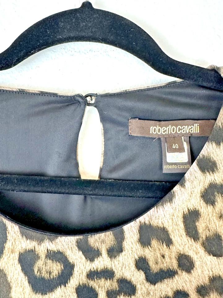 ROBERTO CAVALLI Women's 40 Ocelot Animal Print Lined Body Con Midi Dress - Image 4 of 4