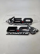 Silver Howling Coyote 5.0 Fender Emblems Fits 15-23 Mustang, F150, Coyote Engine