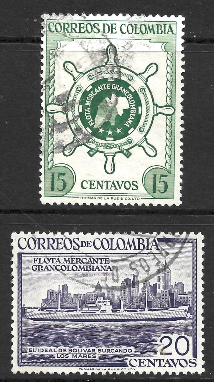 Colombia Scott 636-637 F/VF Used Issued 1955.