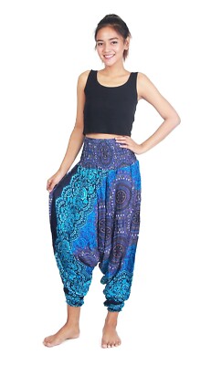  Aladdin Hippie Jumpsuit Harem Pants Women Boho Hippie Bohemian Beach Jumpsuit