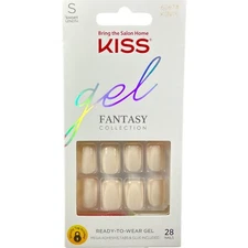 NEW Kiss Nails Gel Fantasy Press Glue Manicure Short Cream Creme