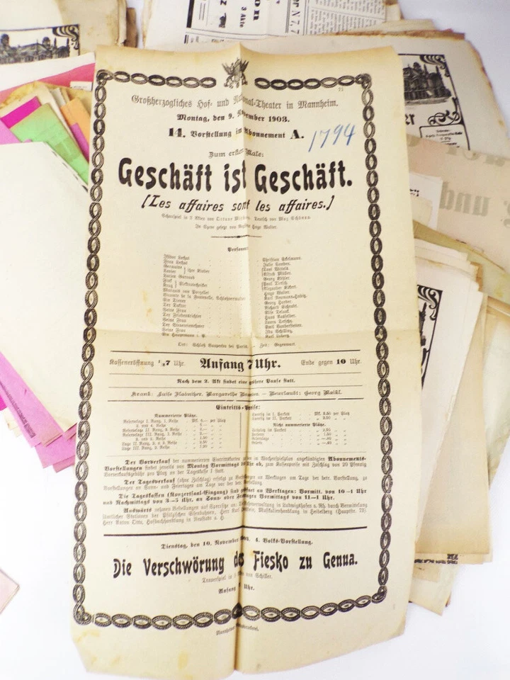 Konvolut Mannheim Theater Programme Plakate Aushänge um 1910 - Bild 4 von 4