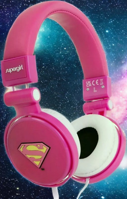 Kabelgebundene Kinder Supergirl Kopfhörer Teenager Mädchen bequem rosa
