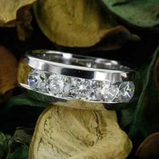 2Ct Round Cut Lab Created Diamond Men's Wedding Band Ring 14K White Gold Plated