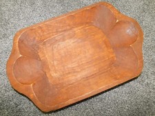 Carved Wooden Dough Bowl Primitive Wood Trencher Tray Rustic Home Kitchen Decor