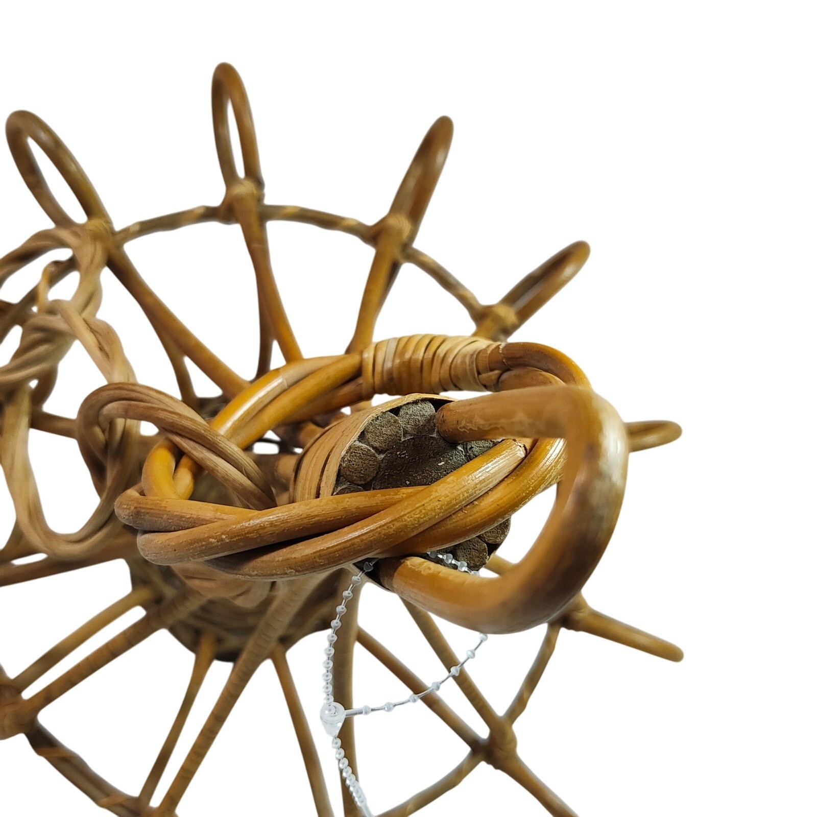 Vintage Decorative Rattan Bird Cage Bohemian, Rustic, Asian, Mid Century